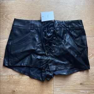 Adika Black Lace-Up High Waist Shorts